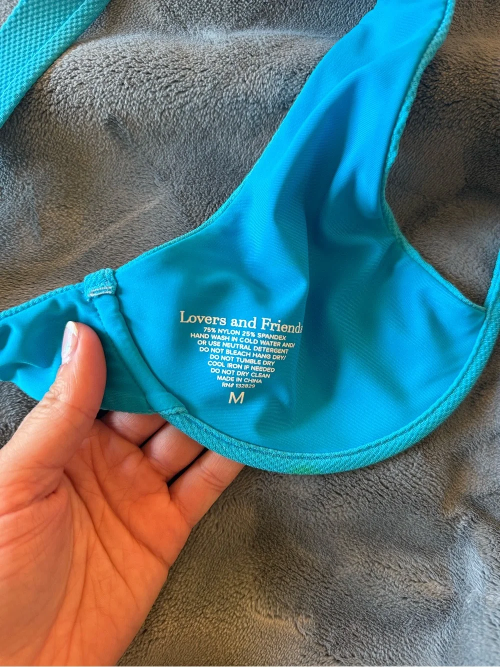 Lovers and friends bright blue bikini